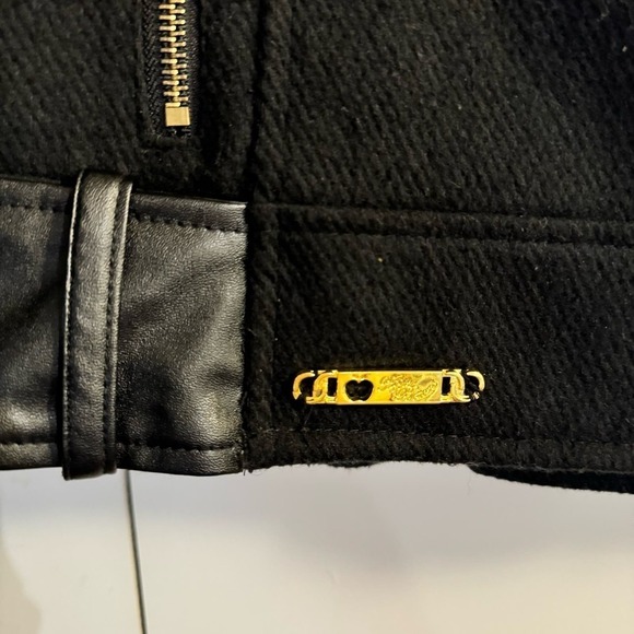 Apple Bottoms Women's Classic Black Wool Blend Zip Biker Jacket Size Large Y2K - Picture 3 of 14